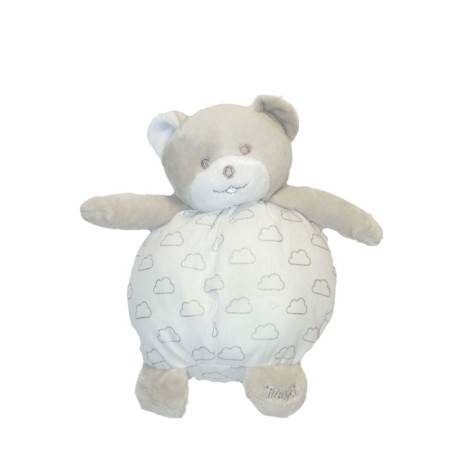 Doudou ours gris blanc nuages Musti 20 cm (27985)