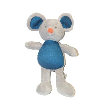 Doudou Lion gris bleu mauve Luc et Lea 16 cm Laboratoirs Gilbert (27971)
