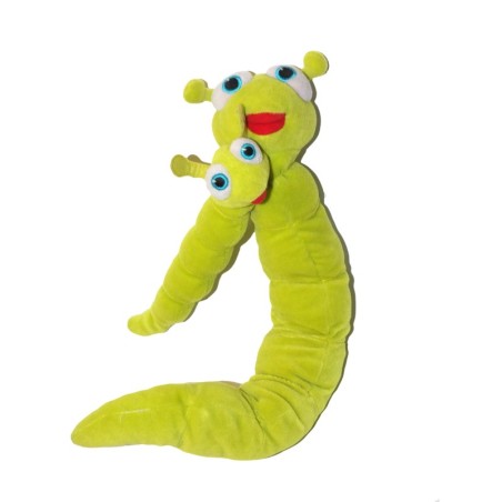 Peluche doudou Ver de Terre Luciole Verte et son bébé chenille 42 cm IKEA (27107)