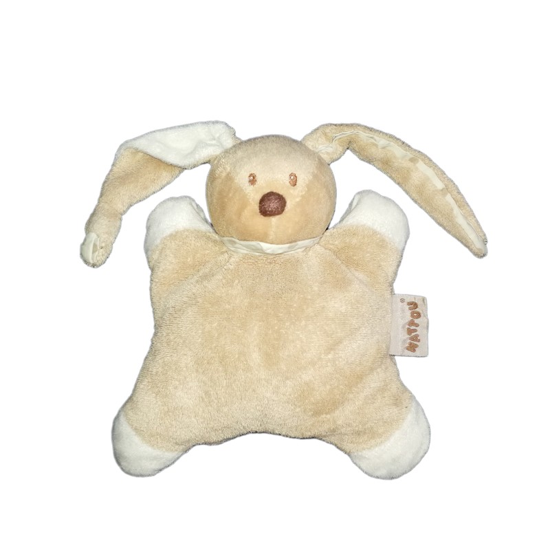 Doudou coussin semi plat Lapin beige Cappuccino Nattou  (20778)