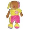 Peluche doudou Lapin chien marron jaune rose Ajena Nounours 38 cm (21455)
