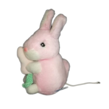 Vintage Peluche Musicale doudou Lapin rose Carotte Nounours 21 cm (21747)