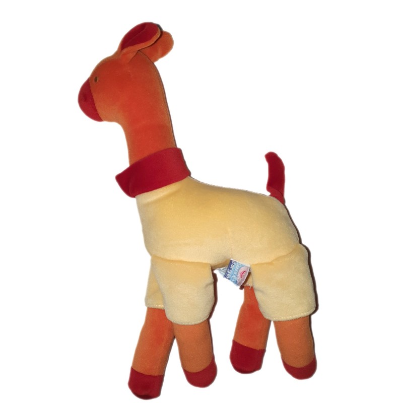 Peluche Doudou Girafe jaune orange rouge 32 cm Sucre d Orge (23308)