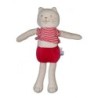 Peluche Doudou chat blanc rouge 30 cm Sucre d Orge (23307)