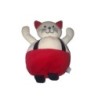 Doudou chat blanc rouge bleu salopette Sucre d'Orge 20 cm (26534)
