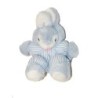 Peluche Lapin tissu blanc bleu rayures Sucre d'Orge vintage Ancien (27487)