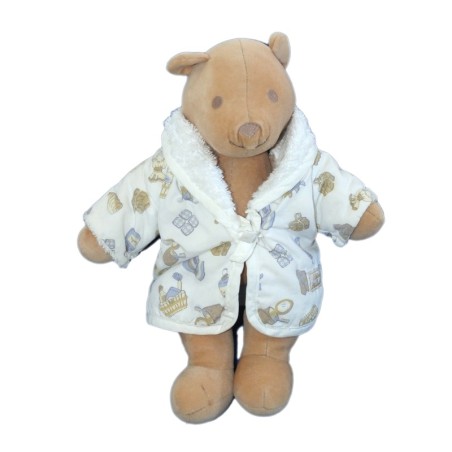 Doudou Peluche OURS Marron beige Peignoir - TARTINE ET CHOCOLAT - 32 cm (10938)
