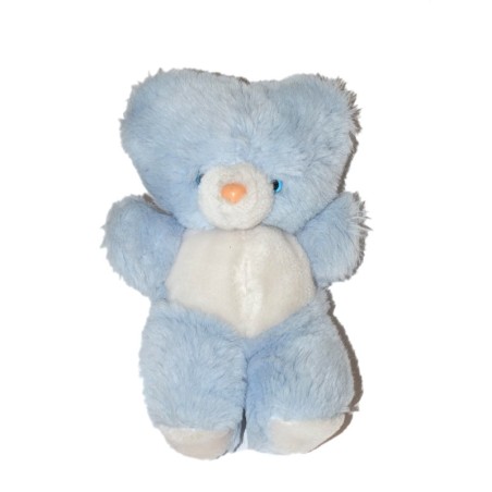 Peluche ours bleu blanc 24 cm Sucre d Orge (26750)