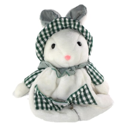 Peluche doudou Range Pyjama Lapin blanc vert 50 cm Nounours (23196)