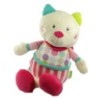 Doudou chat rose blanc Babysun 32 cm Ne fonctionne plus (18545)