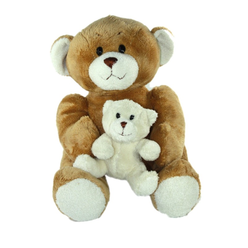 Peluche doudou Ours marron et son bebe 35 cm Nounours (23198)