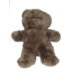 Ancienne Peluche ours marron gris Nounours Vintage 38 cm (27227)