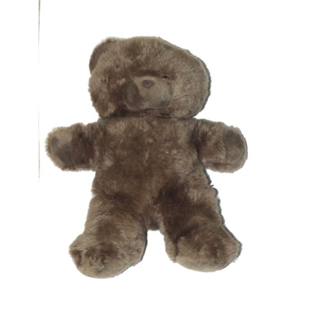 Ancienne Peluche ours marron gris Nounours Vintage 38 cm (27227)