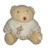 Peluche ours beige Pull laine blanc Jacadi 26 cm (22167)