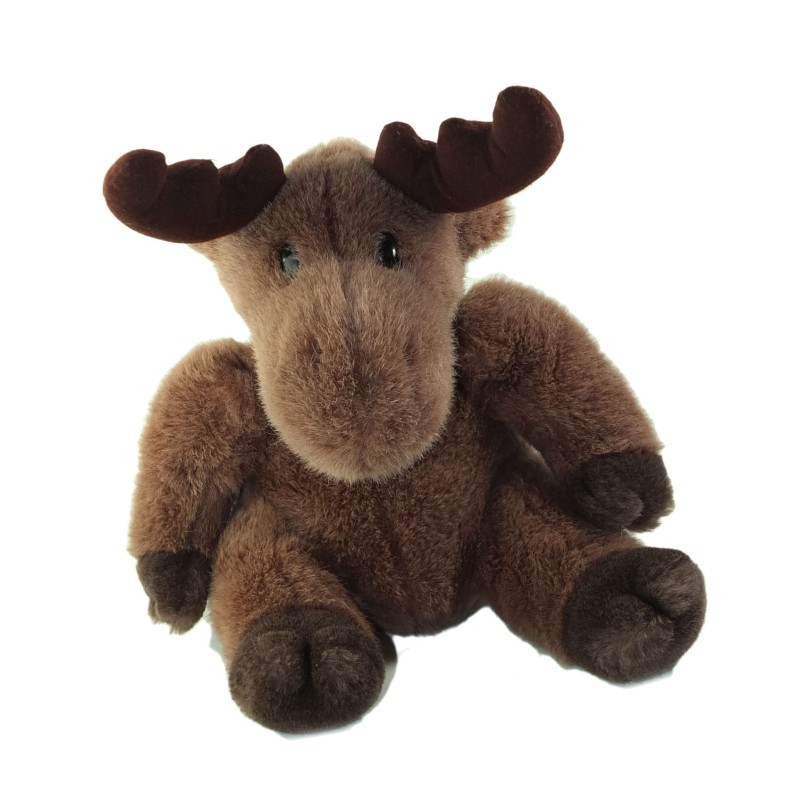 Peluche Renne Elan Caribou marron brun assis 30 cm (26155)
