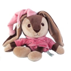 Peluche Doudou Musical Lapin maron rose ANIMA (26055)