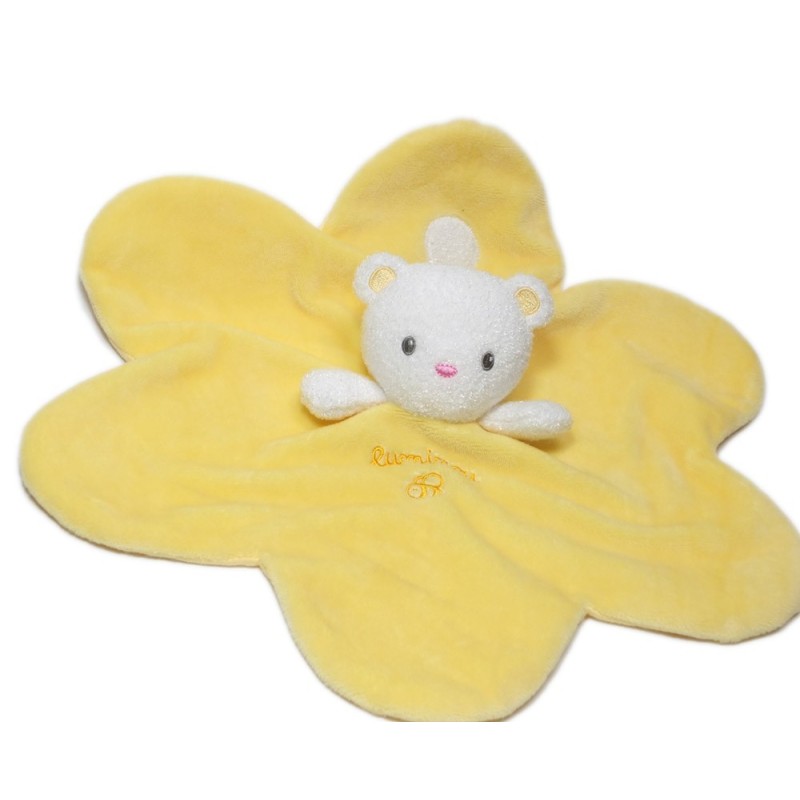 Doudou ours plat jaune Luminou Jemini abeille (22543)