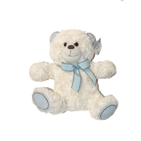 Peluche Ours blanc Noeud bleu Casino 25 cm (27498)
