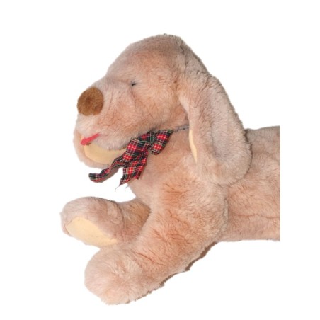 Grande peluche Chien beige rose 50 cm GUND Ruban carreaux (26647)