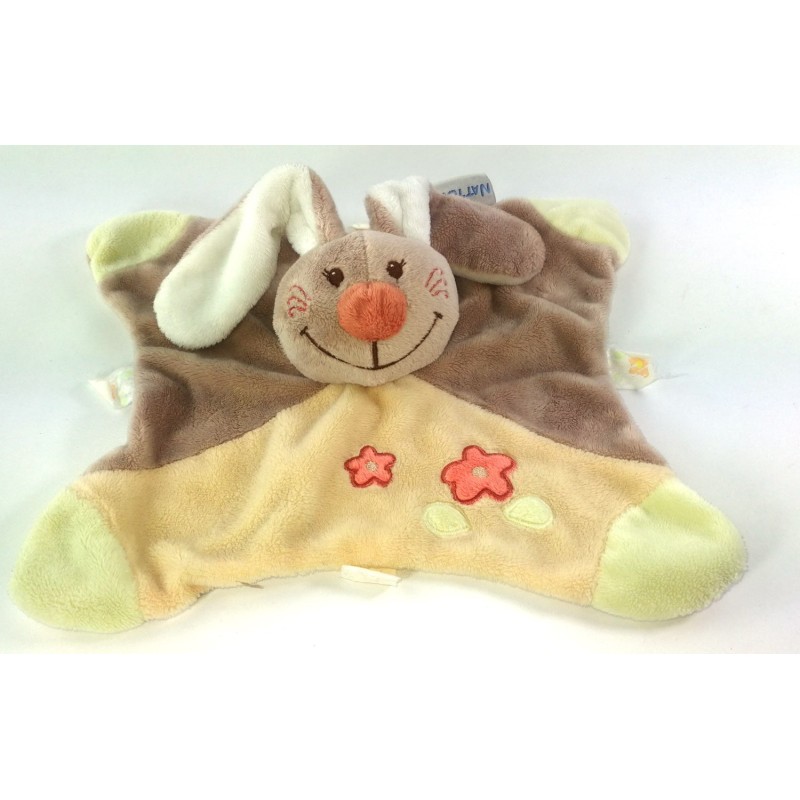 Doudou plat LAPIN Jade Jaune Beige NATTOU Jollymex (22795)
