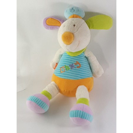 Doudou peluche Lapin beret marin ahoy Babysun Pouet Grelot 40 cm (22982)