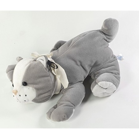 Doudou peluche chat gris blanc allongé Gipsy 28 cm (22850)