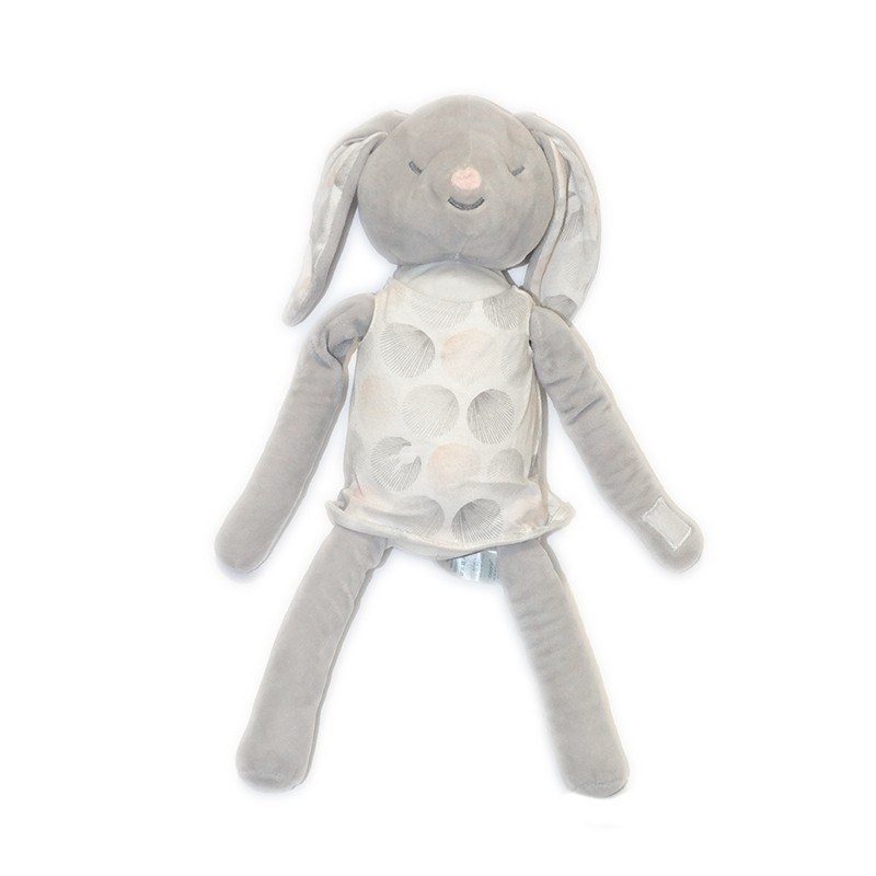 Doudou Peluche Lapin Obaibi gris rose scratchs 40 cm (28117)