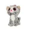 Peluche chat gris noeud rose TY 26 cm (27592)