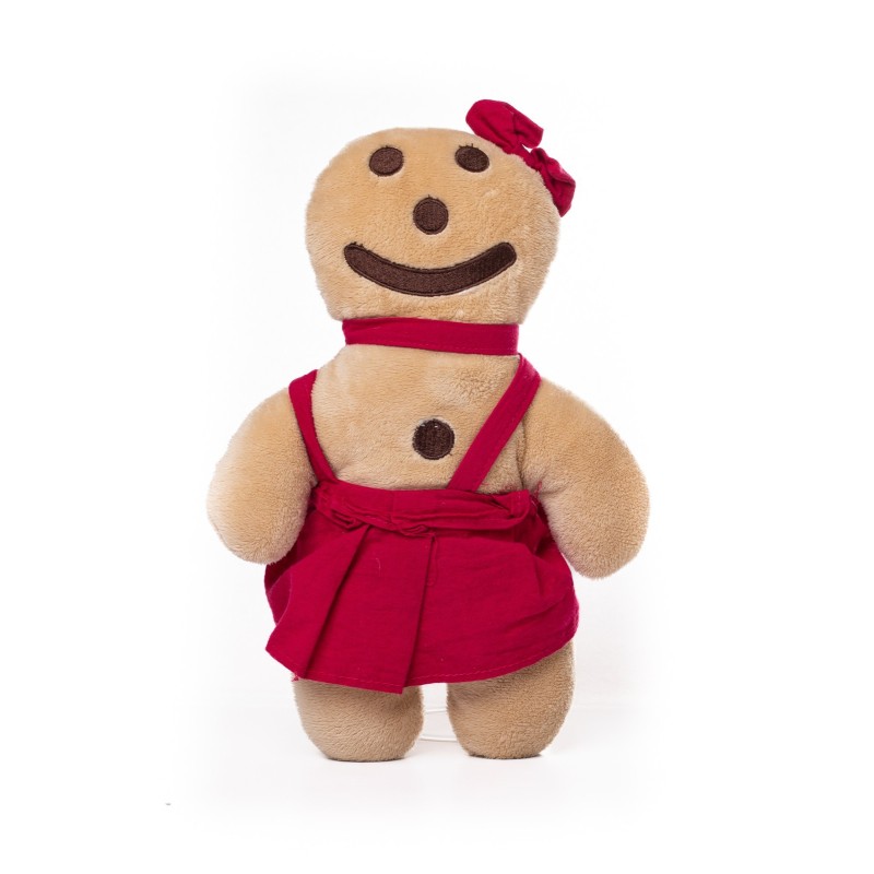 Doudou Peluche Mme Biscuit Pain d'Epices beige robe Robe Rouge fushia Euro Souve (28476)