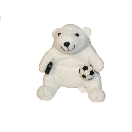 Peluche ours blanc doudou Coca Cola Ballon Foot 25 cm (27672)