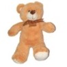 Peluche Ours beige blanc nez marron Noeud satine 34 cm GIPSY (25079)