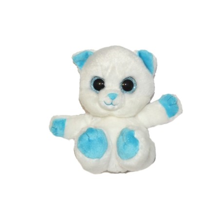 Doudou peluche Chat blanc bleu Petillous Gipsy 18 cm (27290)