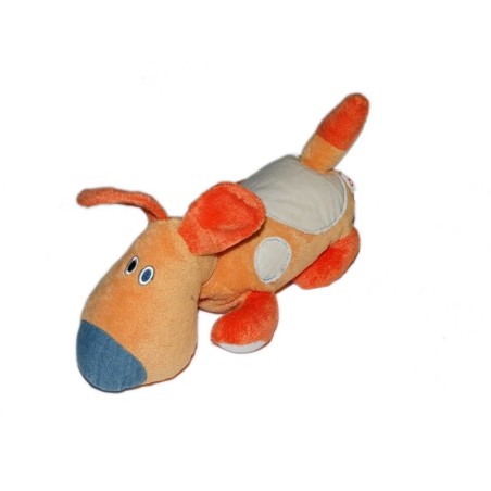 Peluche doudou chien orange nez bleu TRUDI 26 cm (26676)