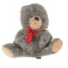 Peluche Ours gris chiné Noeud rouge assis 30 cm TRUDI (25344)