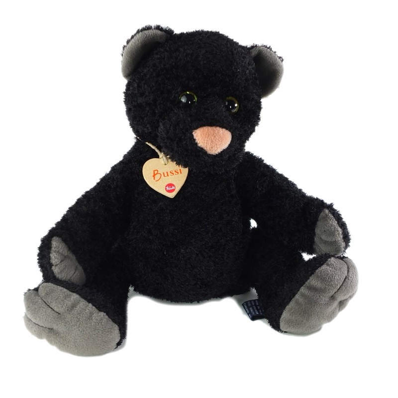 Peluche ours noir gris nez rose 38 cm Bussy Trudi (25356)