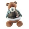 Peluche doudou ours Marron Les Folky Friends Trudi 32 cm tissu Fleuri bleu gris (26003)