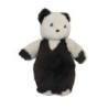 Ancienne Peluche Nounours blanc marron noir Salopette Boulgom 35 cm (27948)