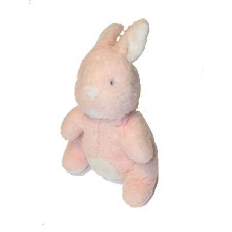Ancienne Peluche Lapin rose blanc Nounours 28 cm Vintage (27717)