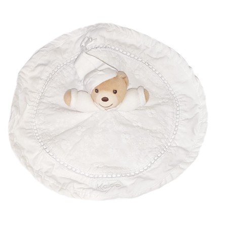 Doudou plat rond blanc ours Dragee Kaloo chez vous des demain