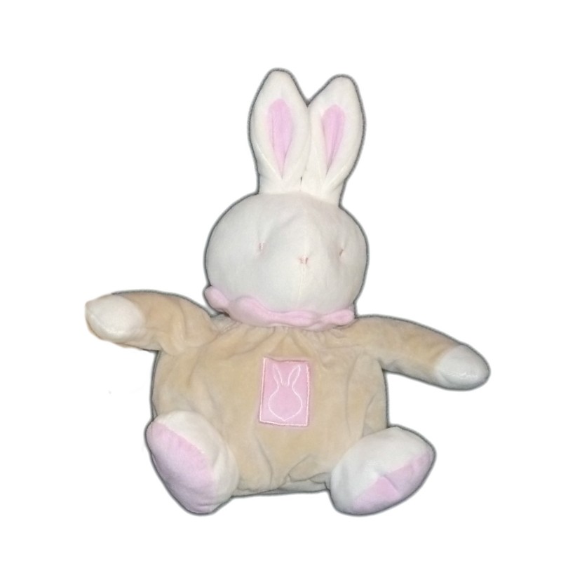 Doudou Lapin boule 27 cm – Klorane beige rose blanc