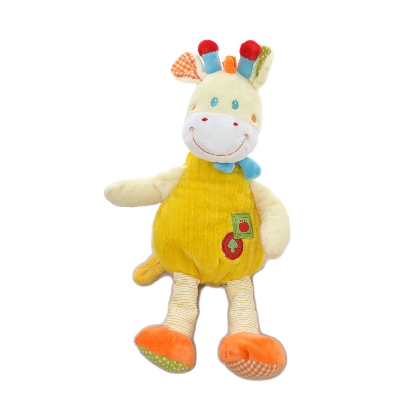 Doudou peluche girafe vache jaune Mots d’Enfants 32 cm d’occasion | Destock Baby