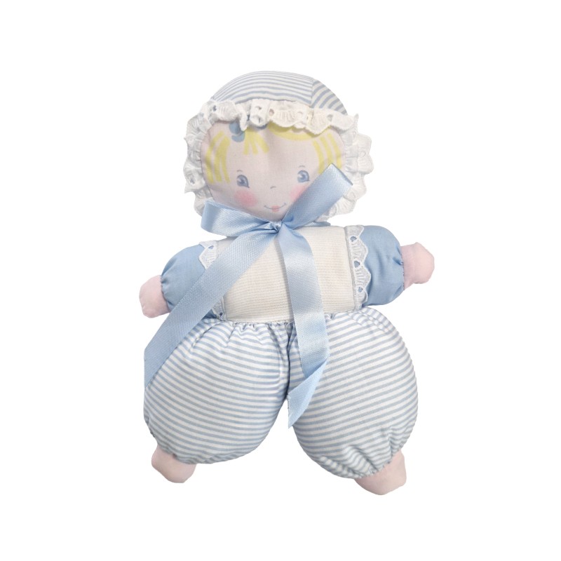 Poupée doudou Babi Corolle Myosotis 20 cm – Bleu rayé nœud satiné