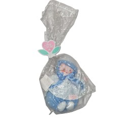 Poupée doudou Babi Corolle 20 cm blanc bleu rayures vintage neuve emballage d’origine | Destock Baby