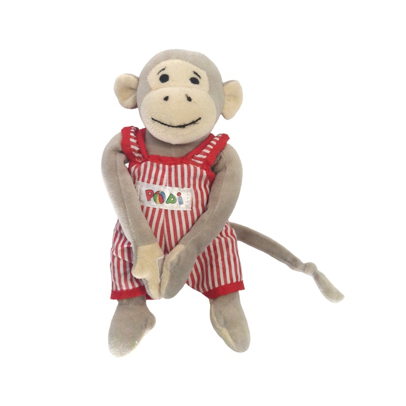 Doudou Popi 25 cm – Sebo France Bayard Presse (2012) salopette scratchs aux mains