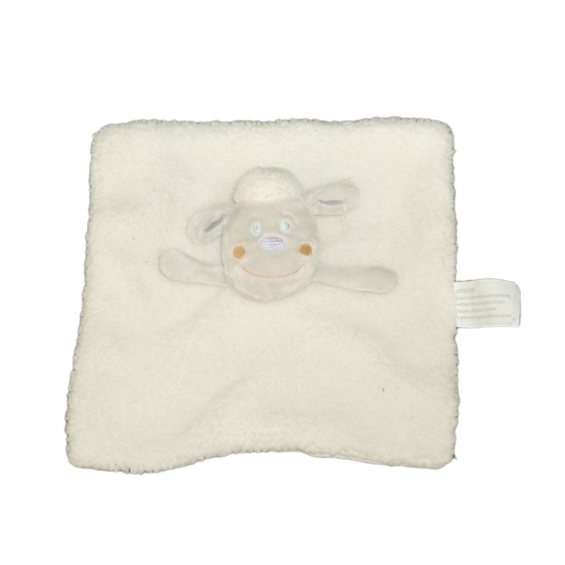 Doudou plat carré 22 cm Mouton agneau blanc KIMBALOO La Halle
