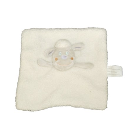 Doudou plat carré 22 cm Mouton agneau blanc KIMBALOO La Halle