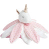 Doudou pétales licorne rose blanc Doudou et Compagnie
