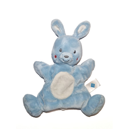 Doudou Marionnette lapin bleu blanc Tex Carrefour