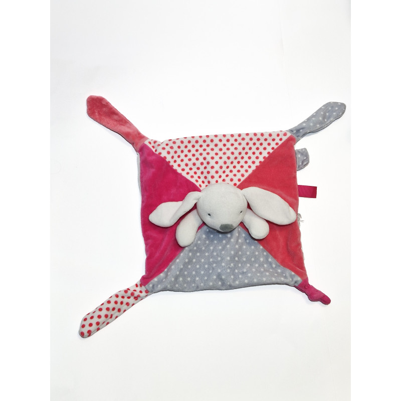 Obaibi - Doudou plat lapin rose gris