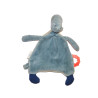 Moulin Roty - Doudou plat Hippopotame Les Papoum beige bleu anneau de dentition  | Moulin Roty – Destock Baby